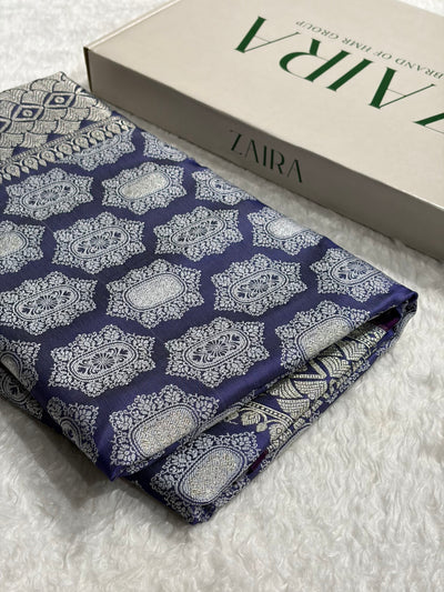 Banarasi Dark Lavender Shades Tanchoi Motif Mashru Silk Saree