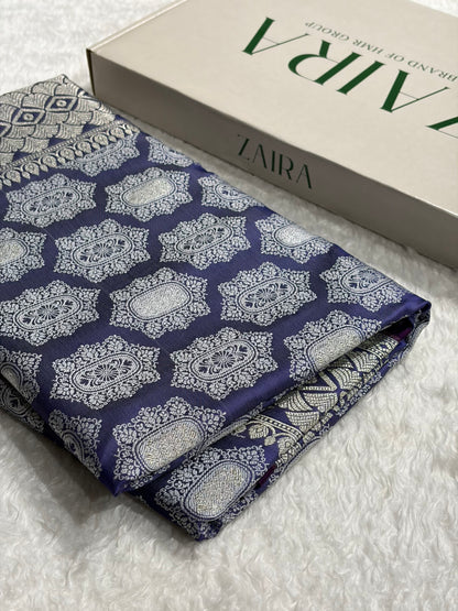 Banarasi Dark Lavender Shades Tanchoi Motif Mashru Silk Saree