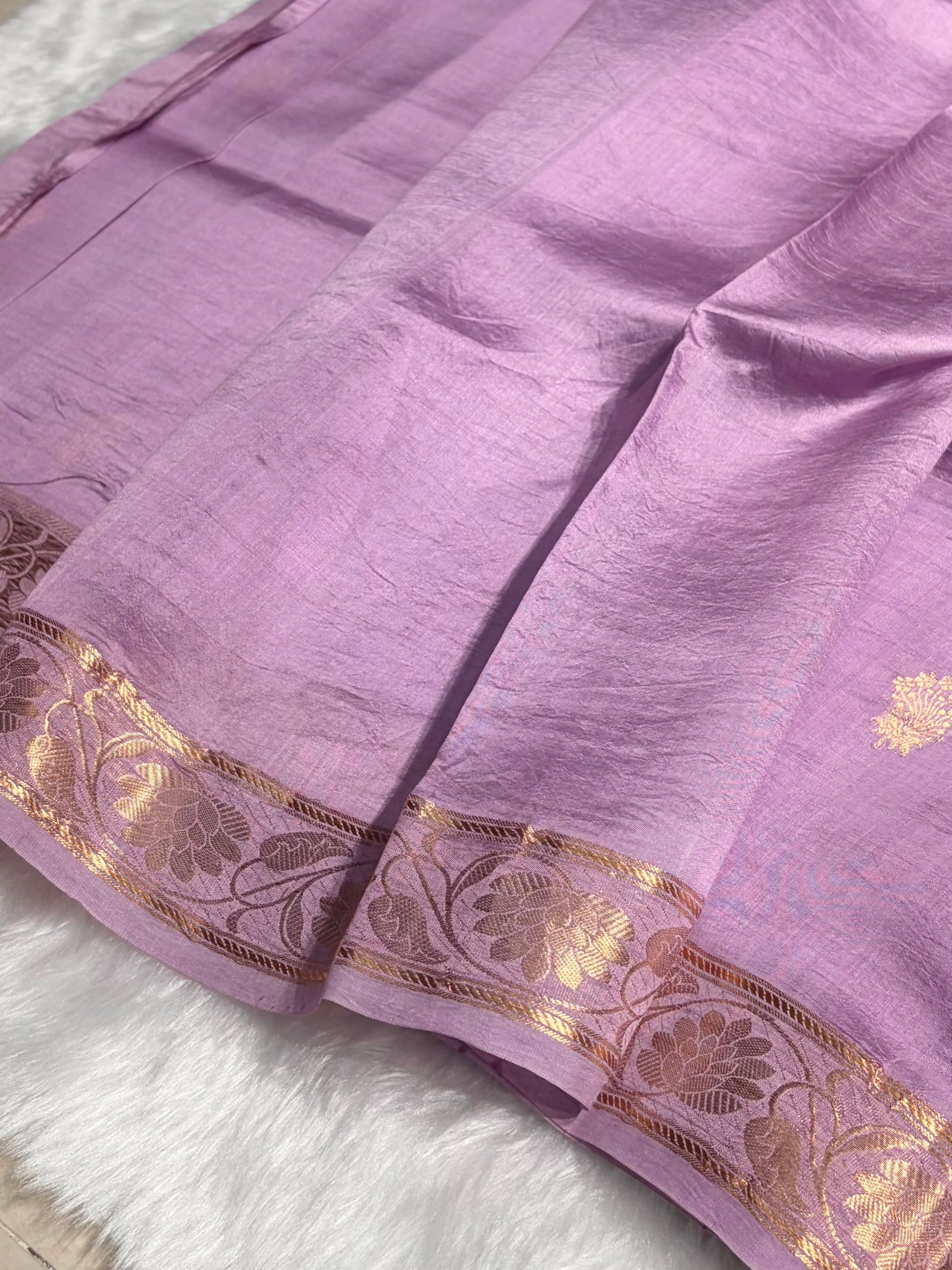 Lavender Shades Handwoven Pure  Raw Mango Silk RM-42