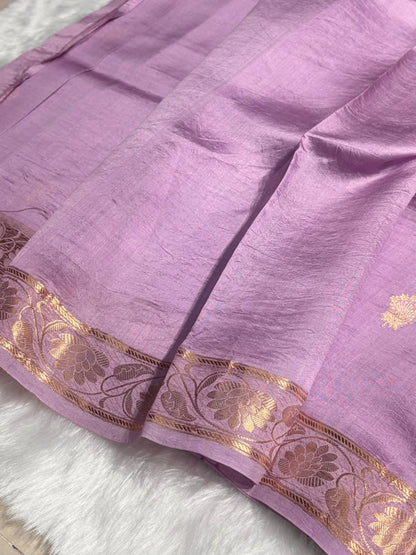 Lavender Shades Handwoven Pure  Raw Mango Silk RM-42