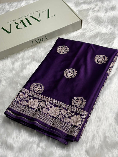 Dark Purple Shades Boota Mashru Silk Saree MCS24