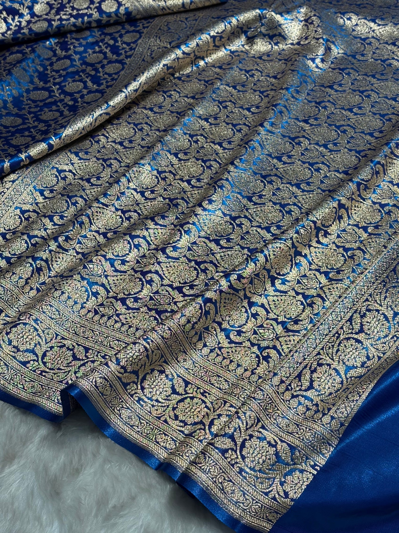Satin Silk Jaal in Royal Blue Shades SS21