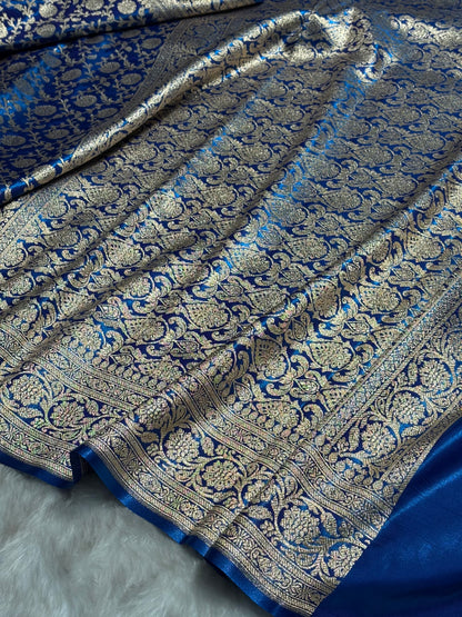 Satin Silk Jaal in Royal Blue Shades SS21
