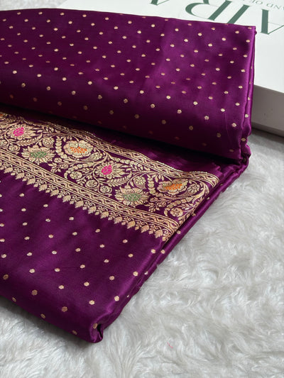 Wine Shade With Minakari Border Pattern Katan Silk Saree
