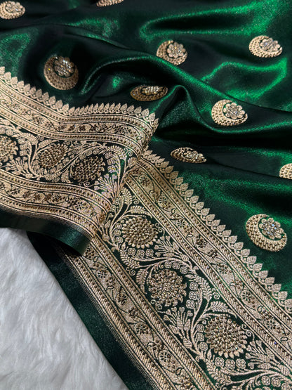 Chand Tara Bottle Green Boota With Traditional Banarasi Swarovski Work BSS04 (R)