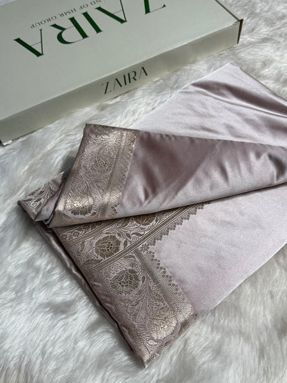 Rose Gold Pink Shades Plain Mashru Silk Saree