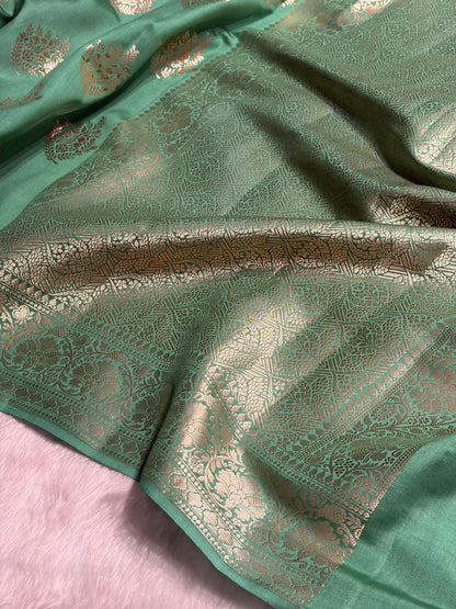Minakari Sea Green Shades Pure Chiniya Silk CH-02
