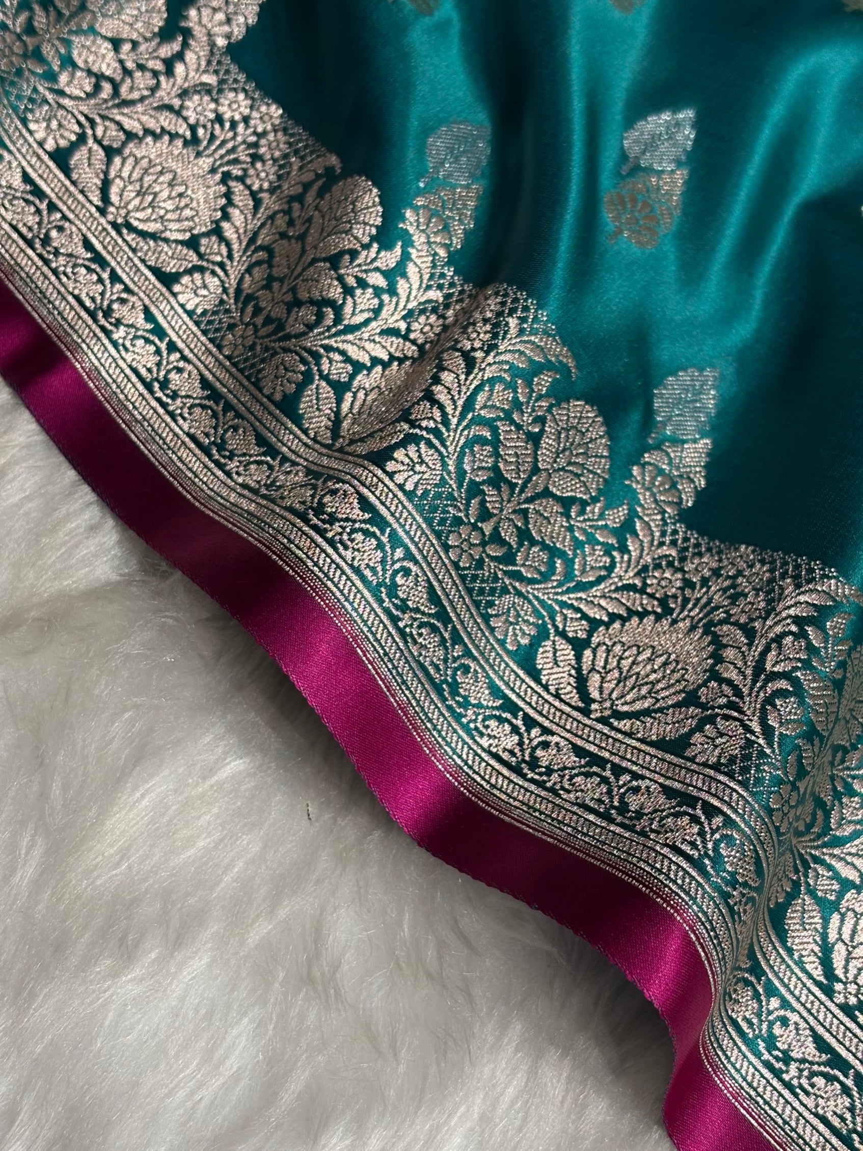 Rama Shades Floral Booti Mashru Silk Saree MSM-69