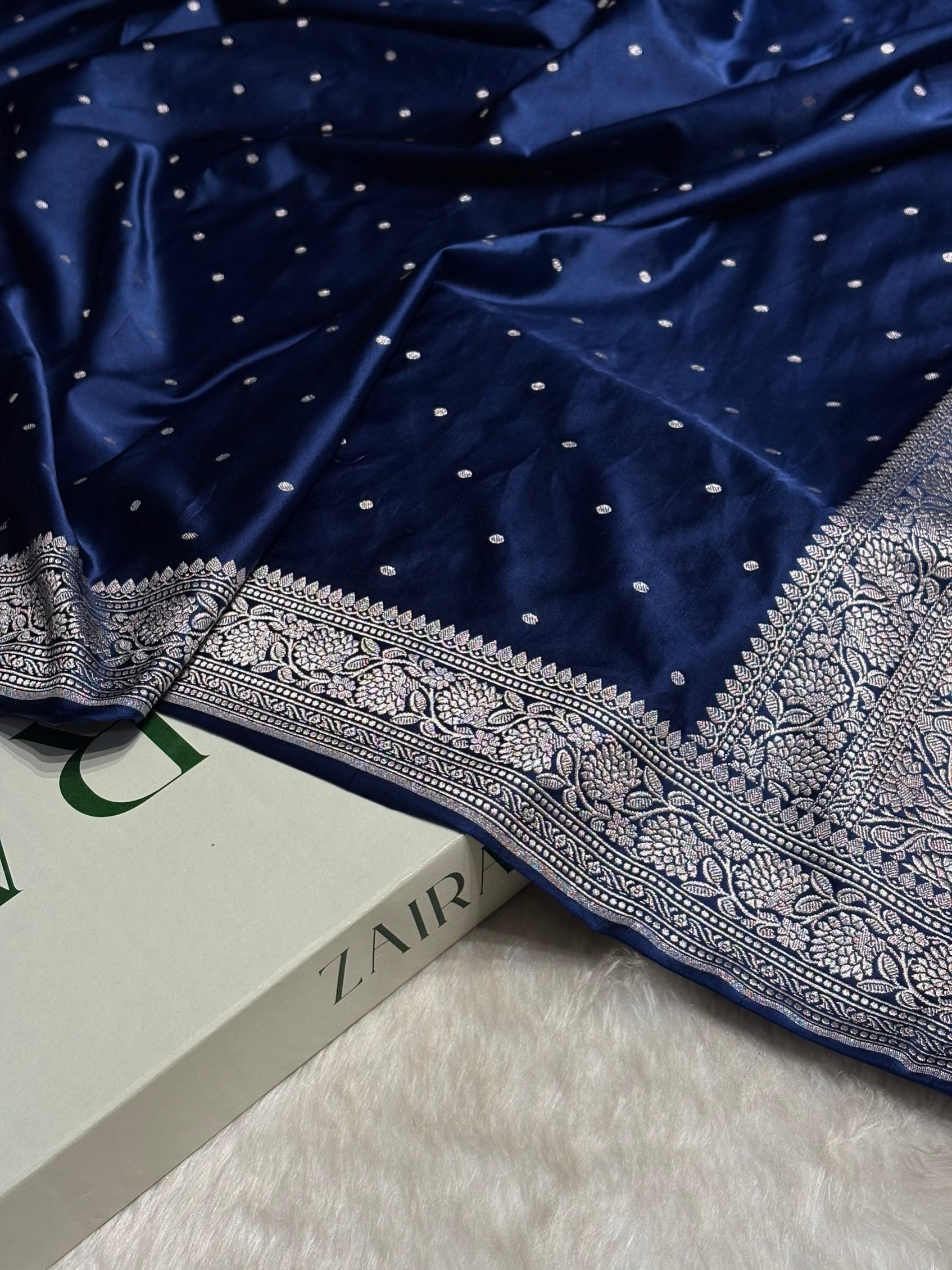 Navy Shades Booti Mashru Silk Saree MS65