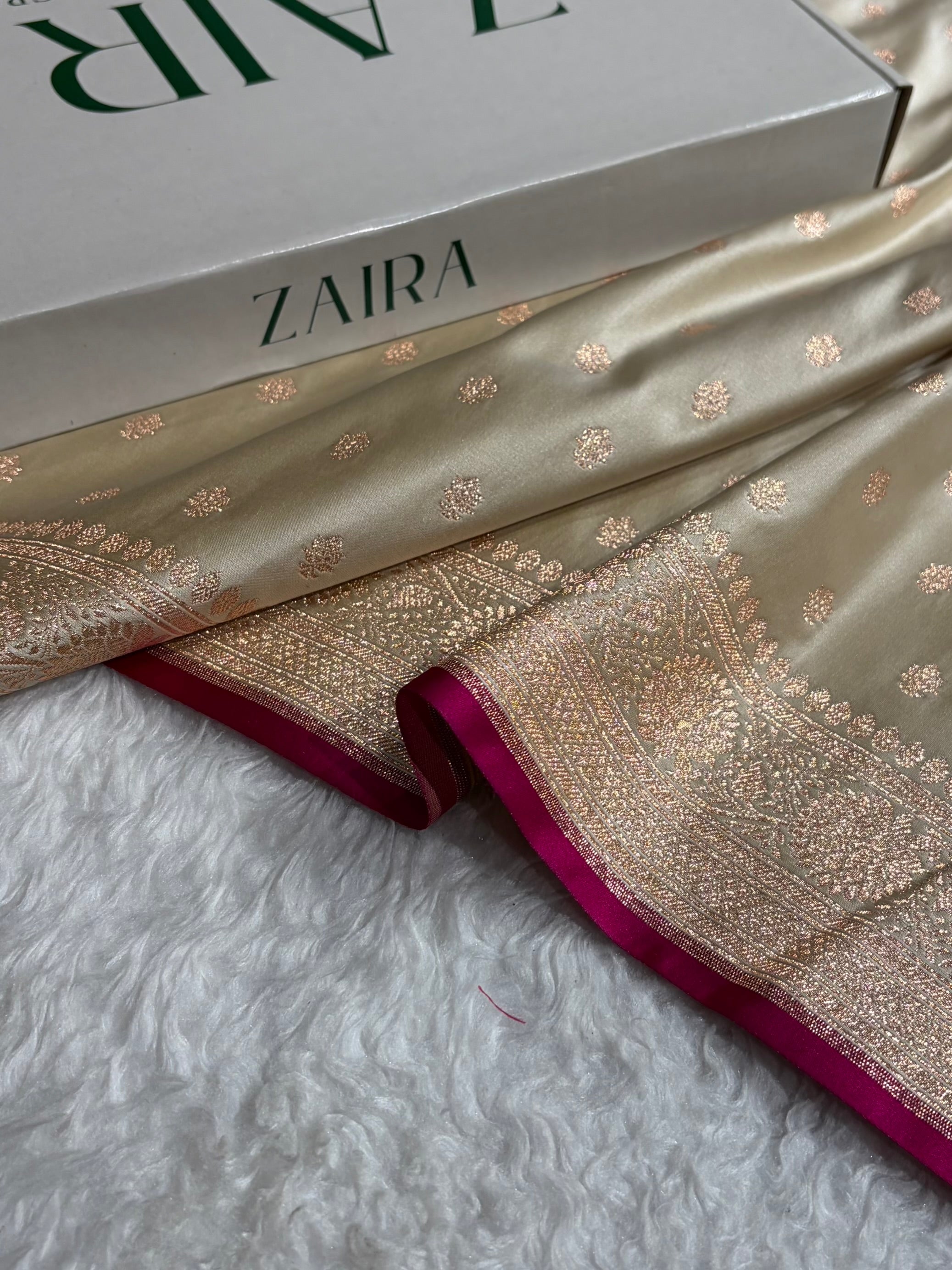 Light Beige Shades Booti Katan Silk Saree SK07