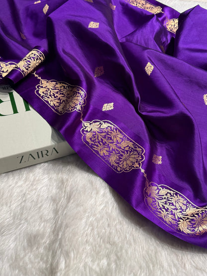 Purple Shades Handwoven Pure Katan Paper Silk RM-71