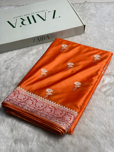 Orange Shades Minakari Boota Mashru Silk Saree MCS51