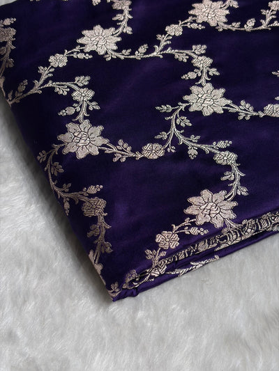 Purple Shades Jaal Pattern Floral Jaal Mashru Silk Saree MCS07