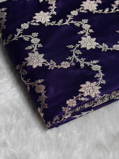 Purple Shades Jaal Pattern Floral Jaal Mashru Silk Saree MS07