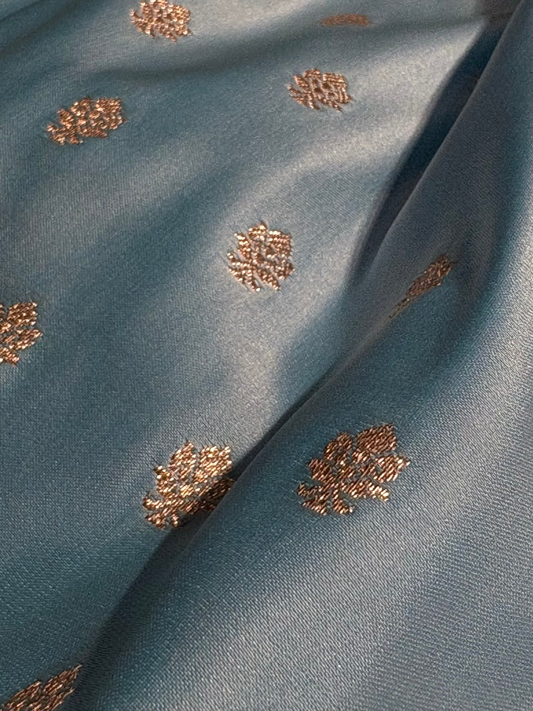Sky Blue Shades Booti Katan Silk Saree SK07