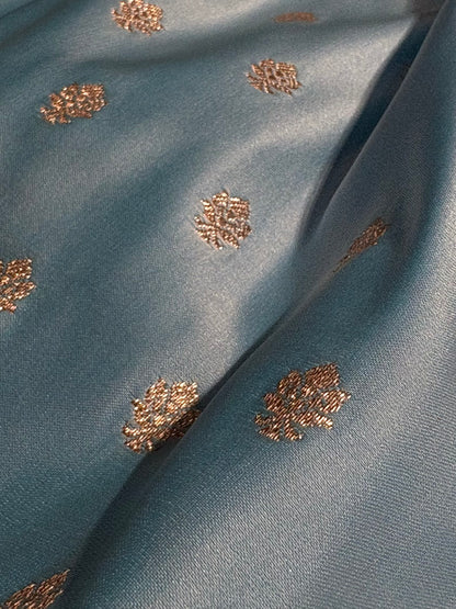 Sky Blue Shades Booti Katan Silk Saree SK07