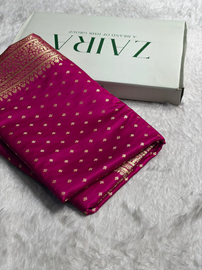 Banarasi Satin Katan Saree in Rani Shades SK88