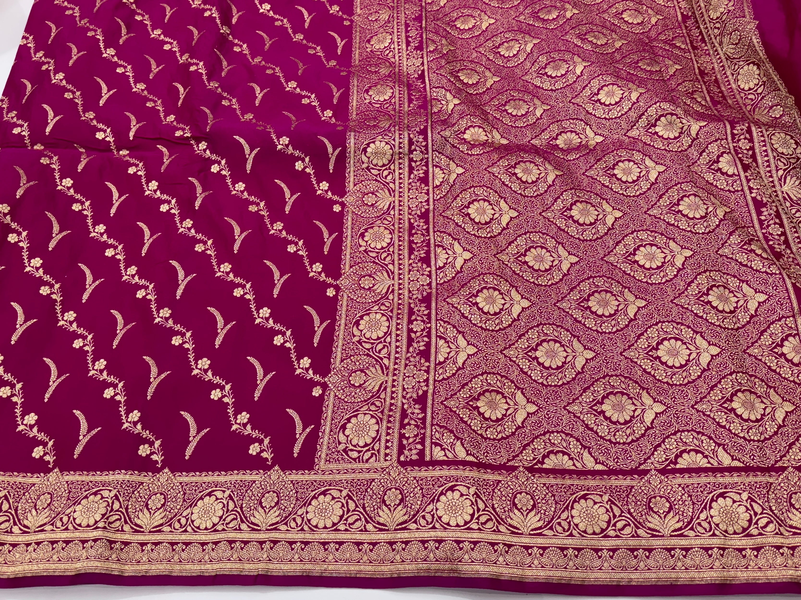 Rani Cross Pattern Katan Silk Saree