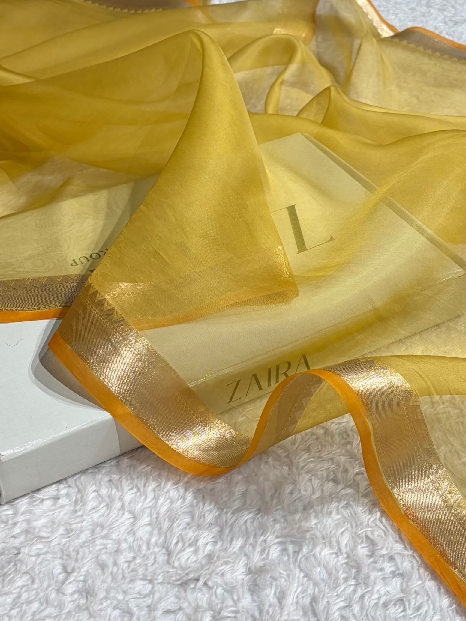 Pure Organza Mustard Banarasi Silk Saree PO-01