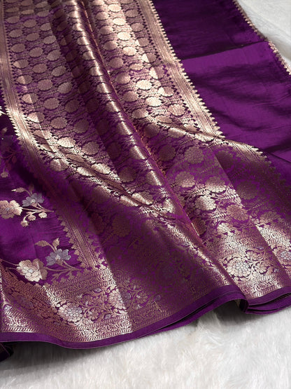 Wine Shade Minakari Pure Caramel Silk Saree CS-04