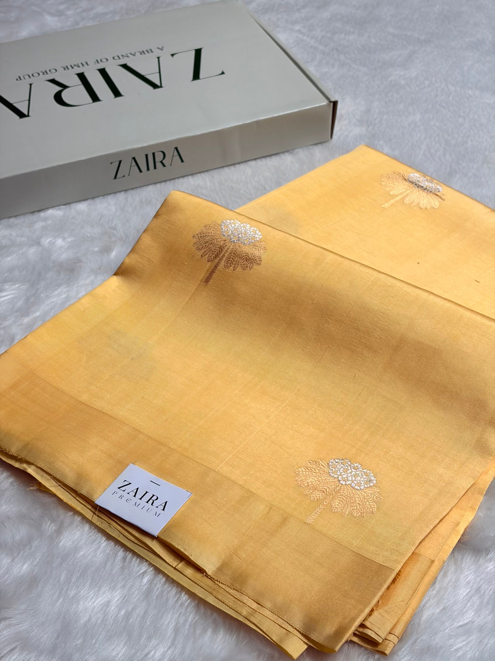 Lemon Shades Meena Boota Handwoven Raw Mango Silk RM-43