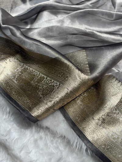 Gray Shades Pure Tissue Silk Saree with Brocade Blouse PT-08