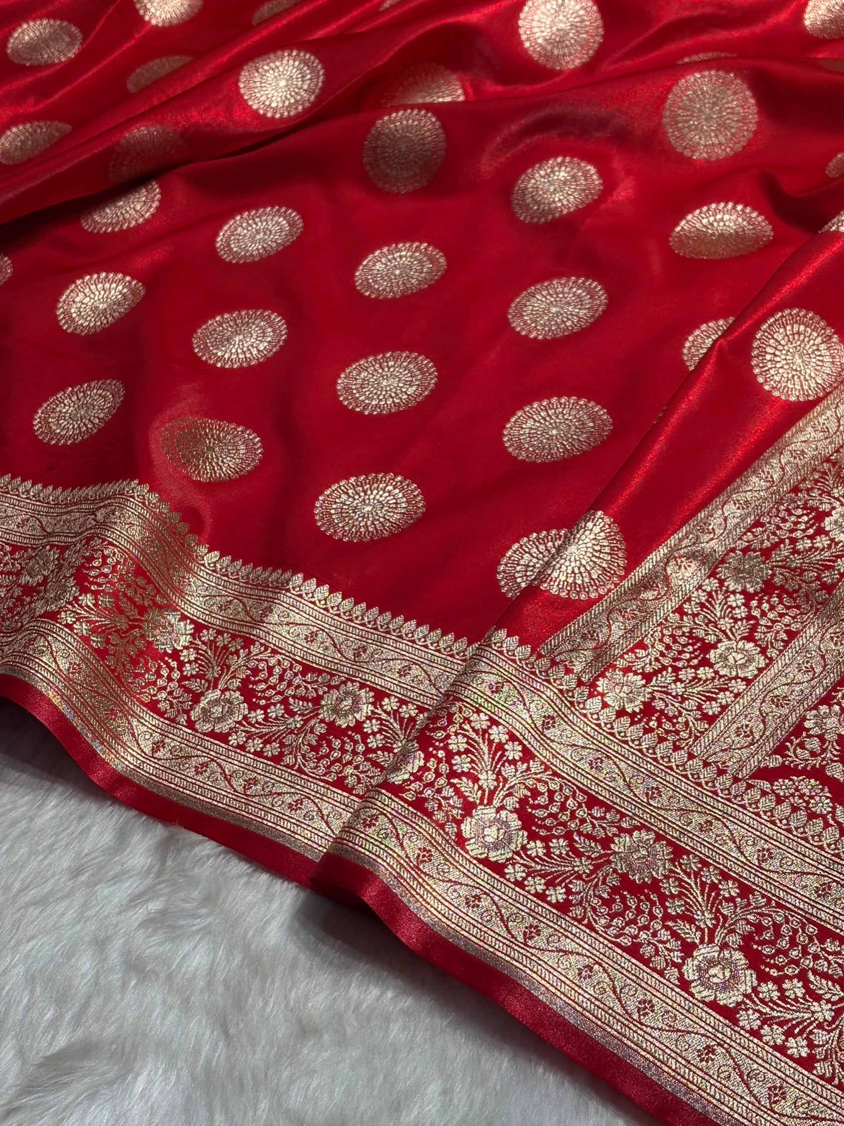 Red Shades Banarasi Satin Silk Saree SS33