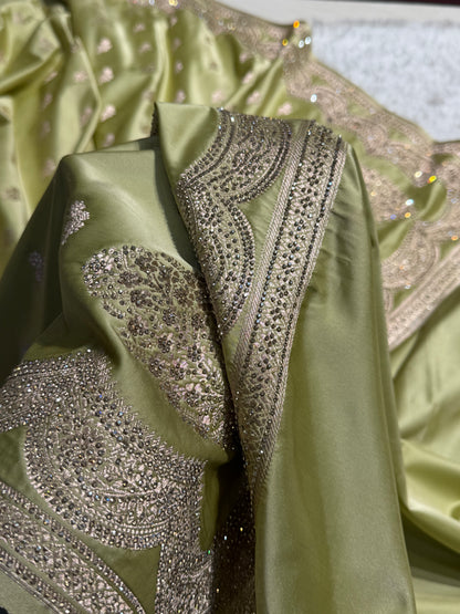 Banarasi Tusser Scallop Mashru Silk with White Stone Swarovski work BMS02