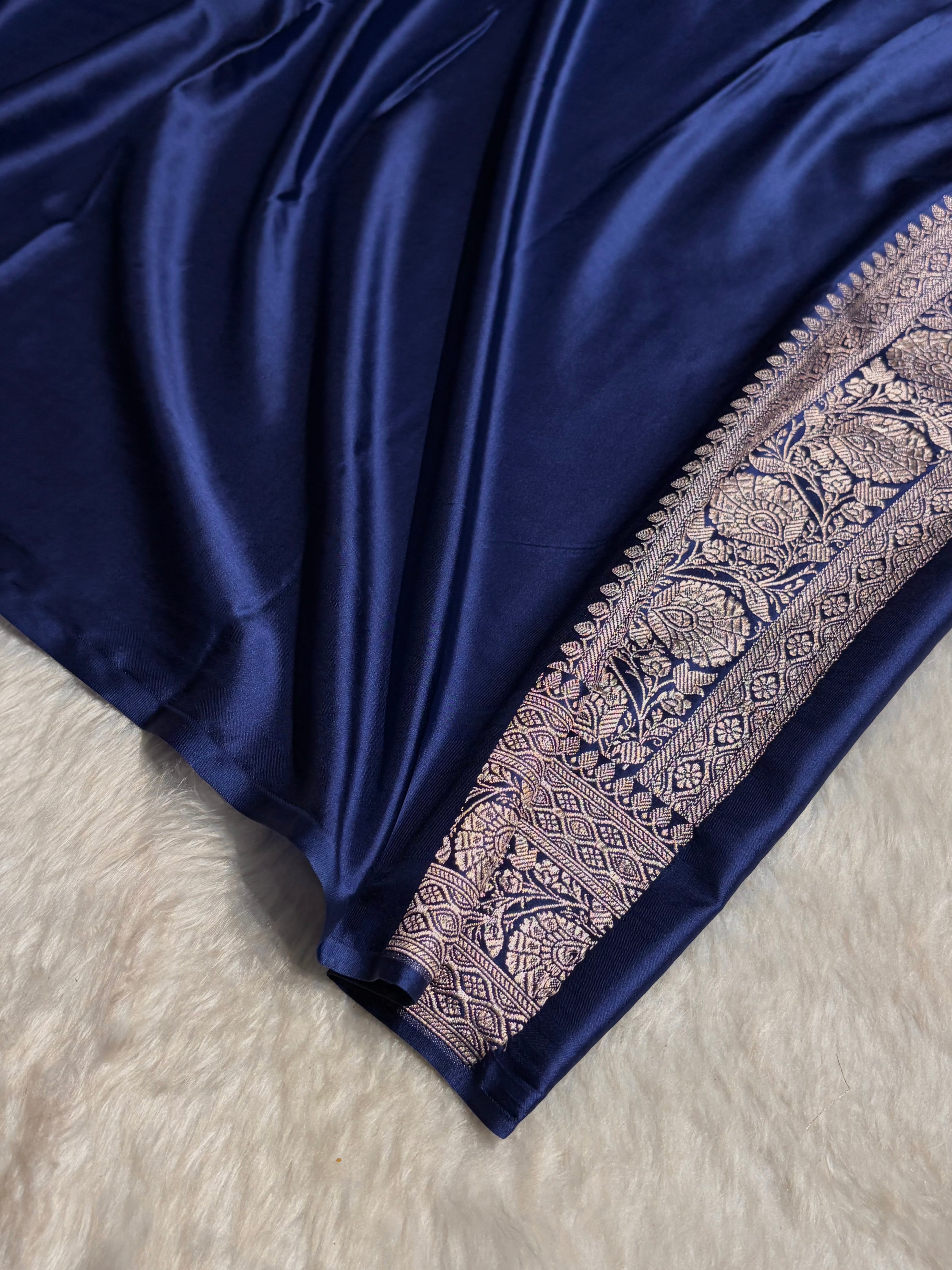 Royal Blue Shade Minakari Booti Mashru Silk Saree MS38