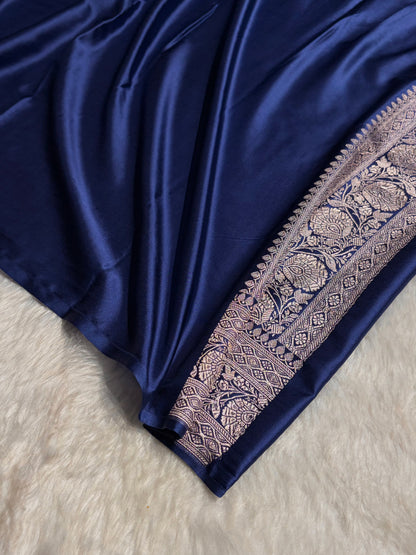 Royal Blue Shade Minakari Booti Mashru Silk Saree MS38