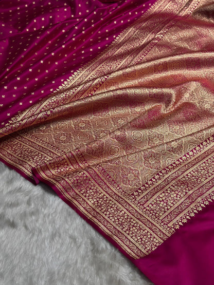 Banarasi Satin Katan Saree in Rani Shades SK88