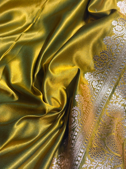 Liril Green Shades Booti Pattern Satin Katan Silk Saree SK51