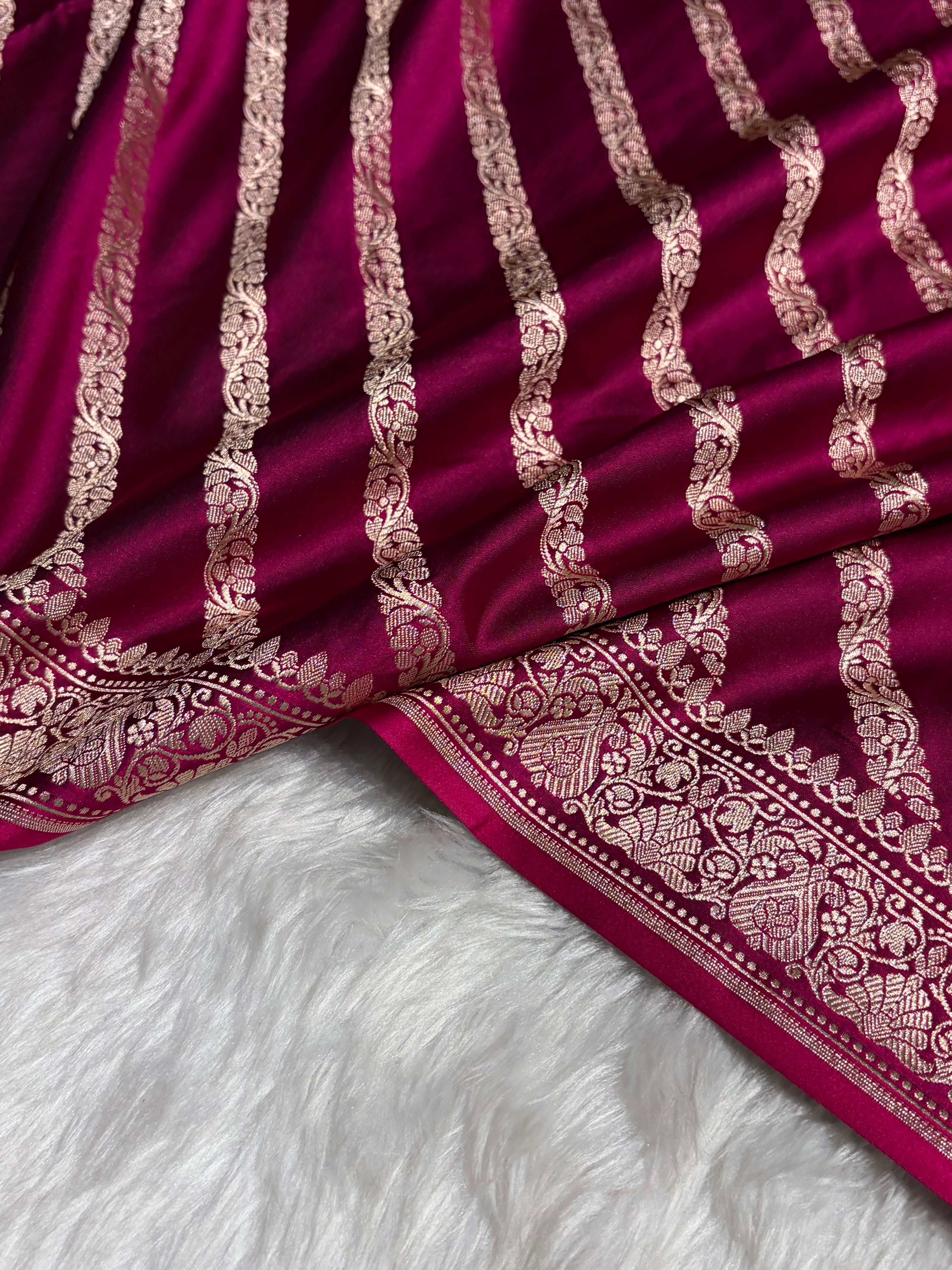 Wine With Floral Border Mashru Silk Saree MSM-98