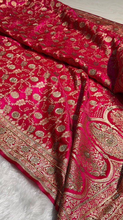 Rani Satin Silk Jaal with Swavroski Work BSS17