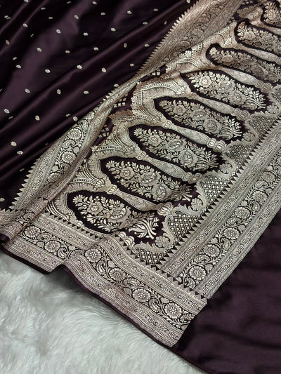 Dark Wine shade Booti Mashru Silk Saree MCS26