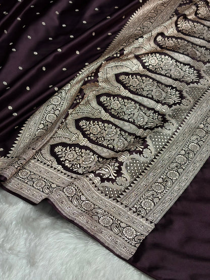 Dark Wine shade Booti Mashru Silk Saree MS26