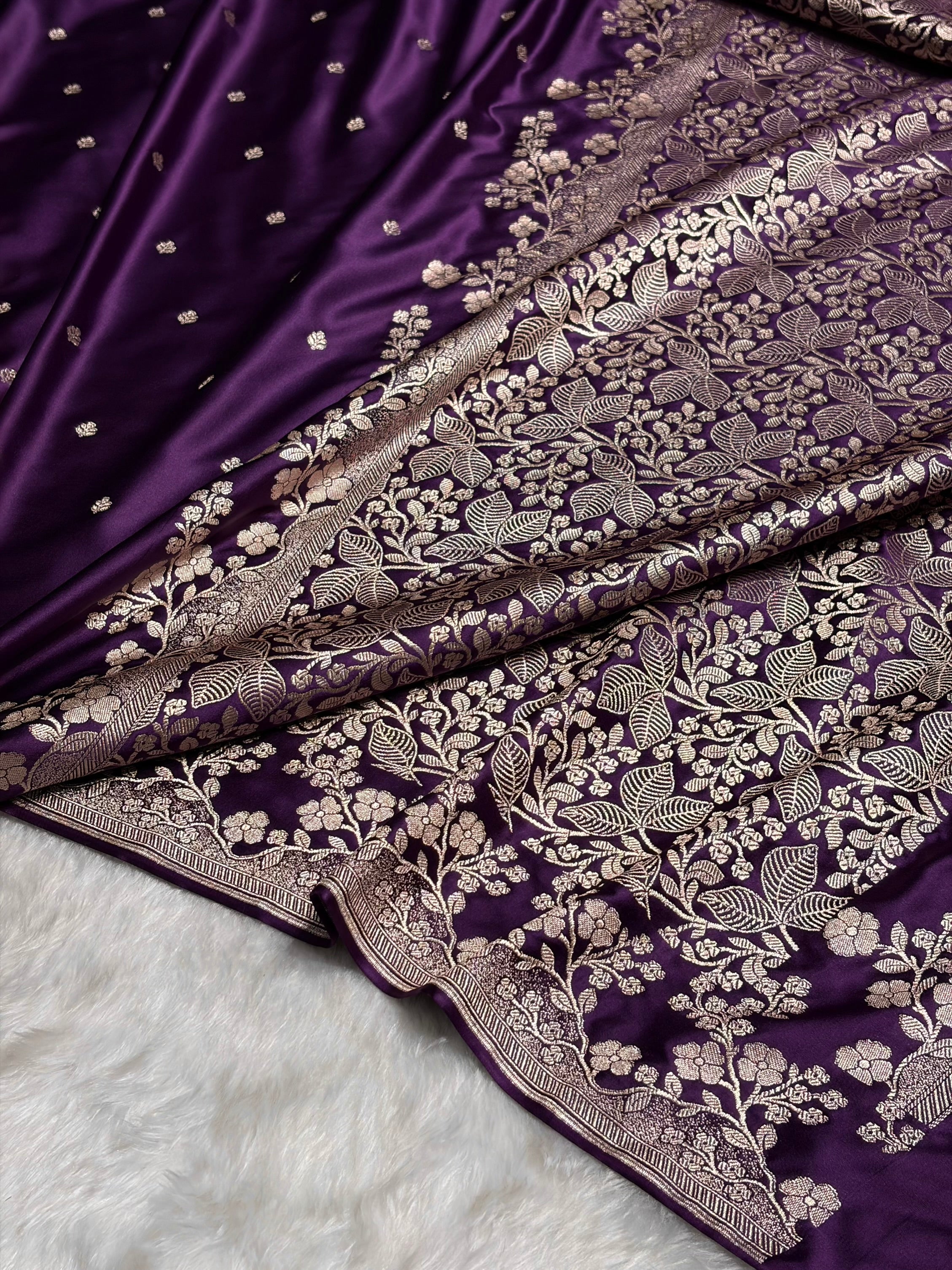 Purple Shades Floral Border Booti Mashru Silk Saree MS75