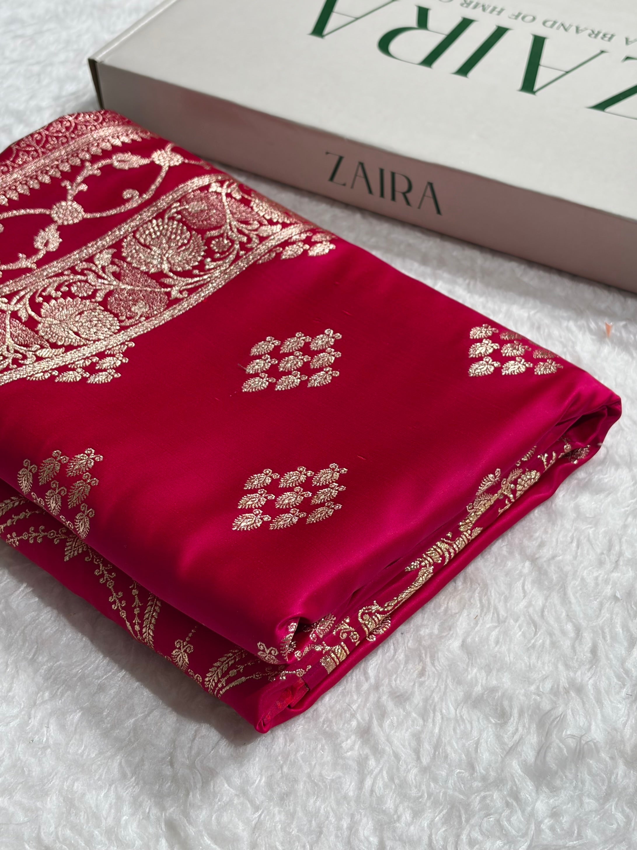 Banarasi Rani Floral Boota Satin Katan Silk saree SK34