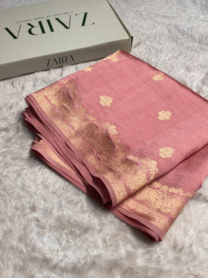 Baby Pink Shades Handwoven Pure Raw Mango Silk RM-52