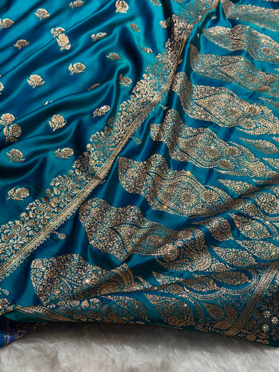 Banarasi Peacock Floral Booti With Swarovski Work Katan Silk Saree BSK23