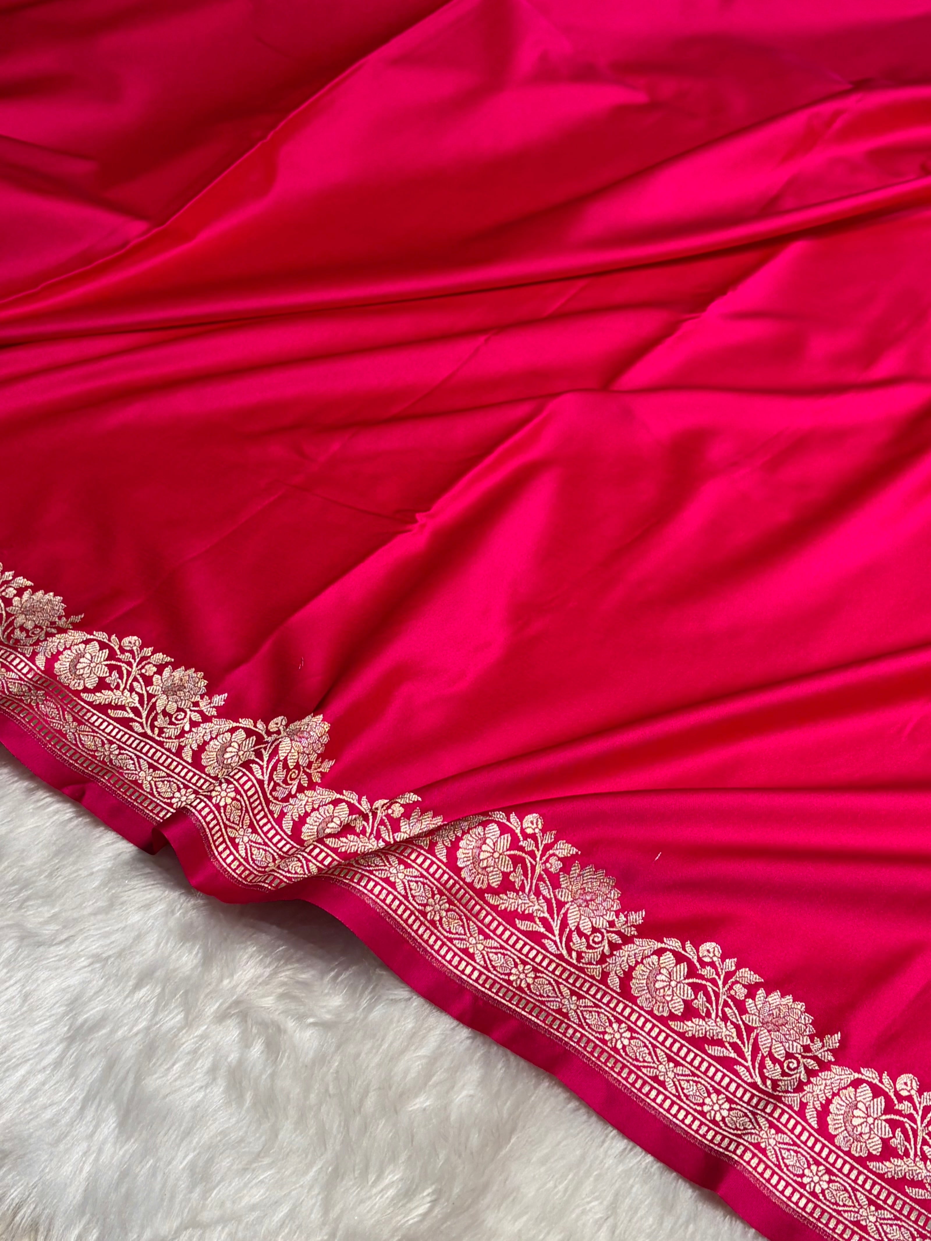 Cross Rani Boota With Floral Border Mashru Silk Saree MSM-94