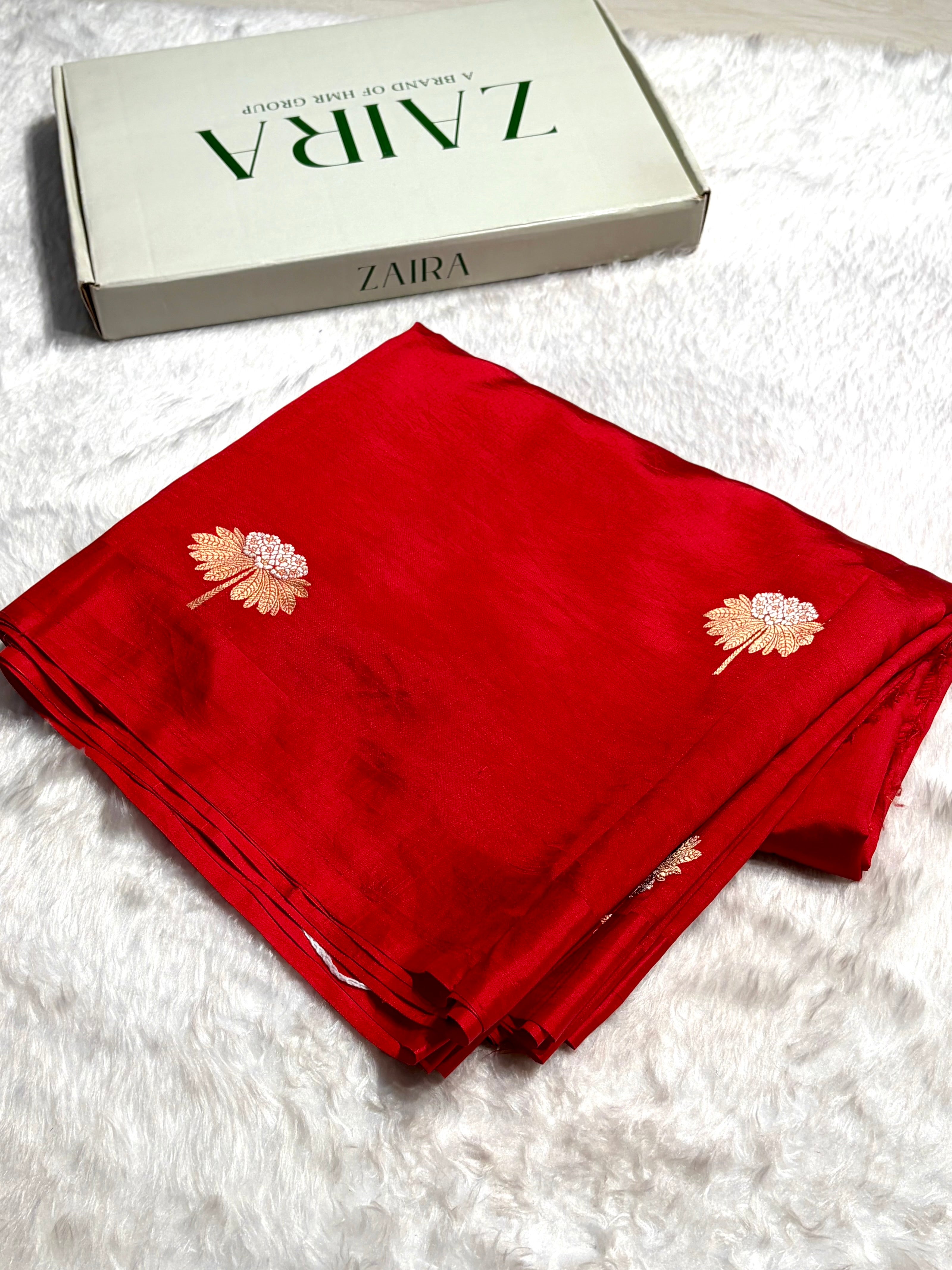 Red Shades Meena Boota Handwoven Raw Mango Silk RM-43
