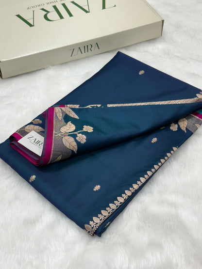 German Floral Booti Mashru Silk Saree