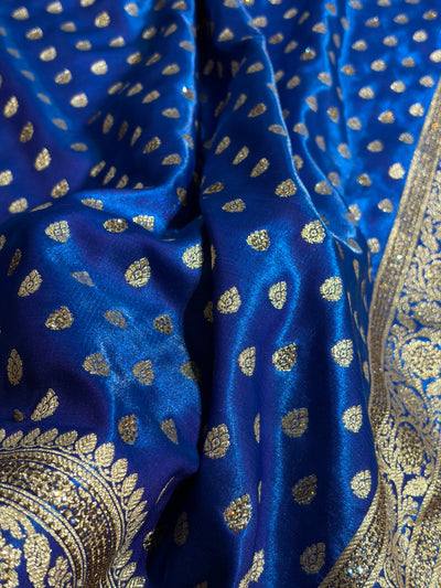 Birdal Cross Royal Blue Satin Silk Booti With Swarovski Work BSS01 (w)