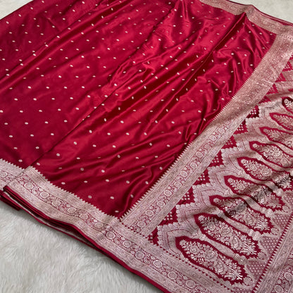 Beautiful Maroon Booti Mashru Silk Saree