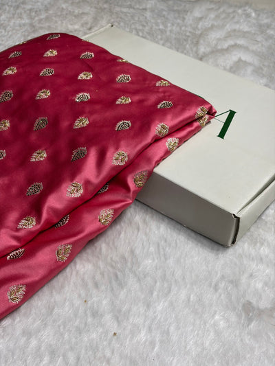 Banarasi Blush Baby Pink Shade Stone Zardozi Work Mashru Silk Boota BMCS17