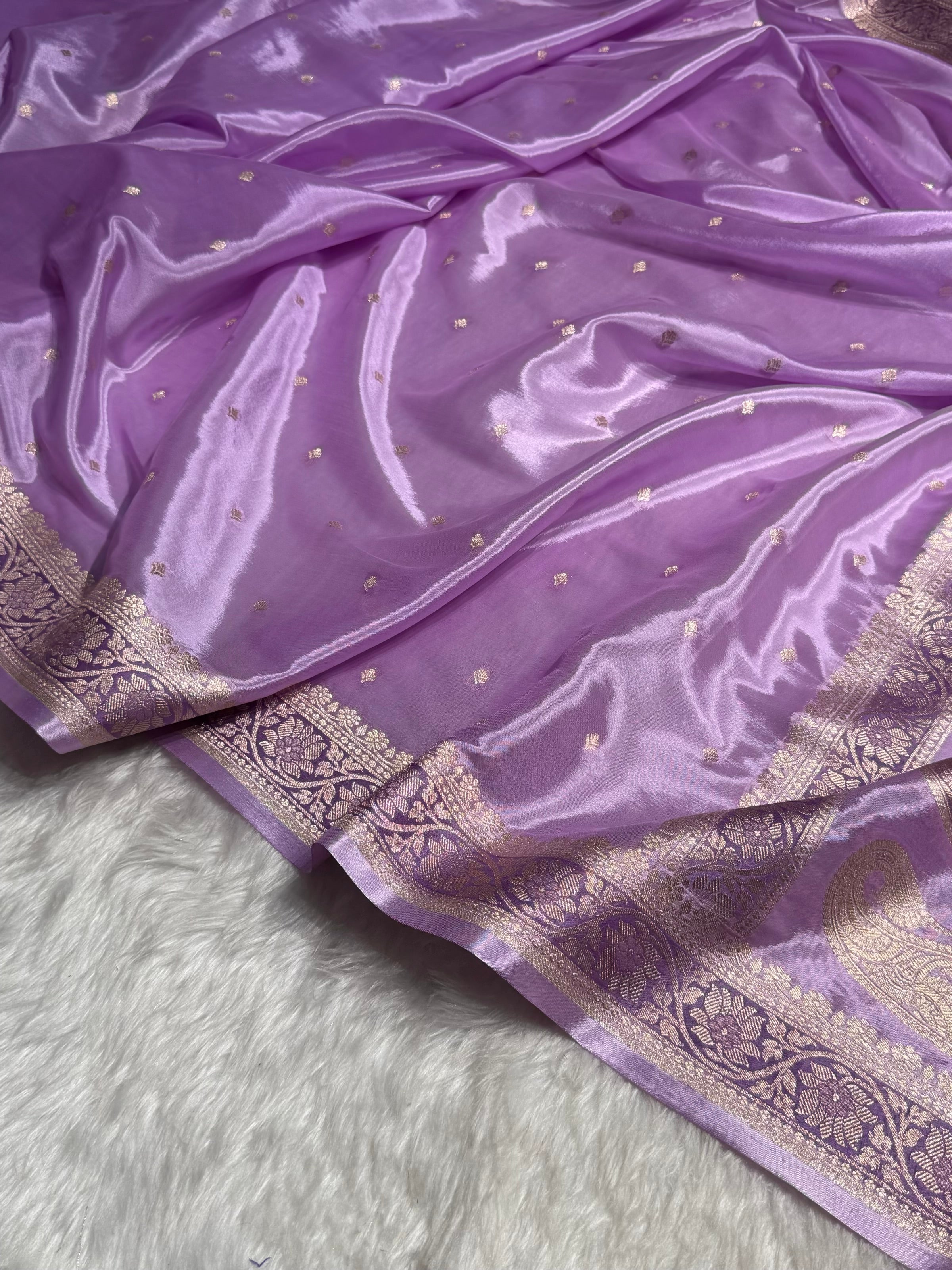 Lavender With Minakari Shades Crepe Silky Katan Banarasi Saree CSK-03