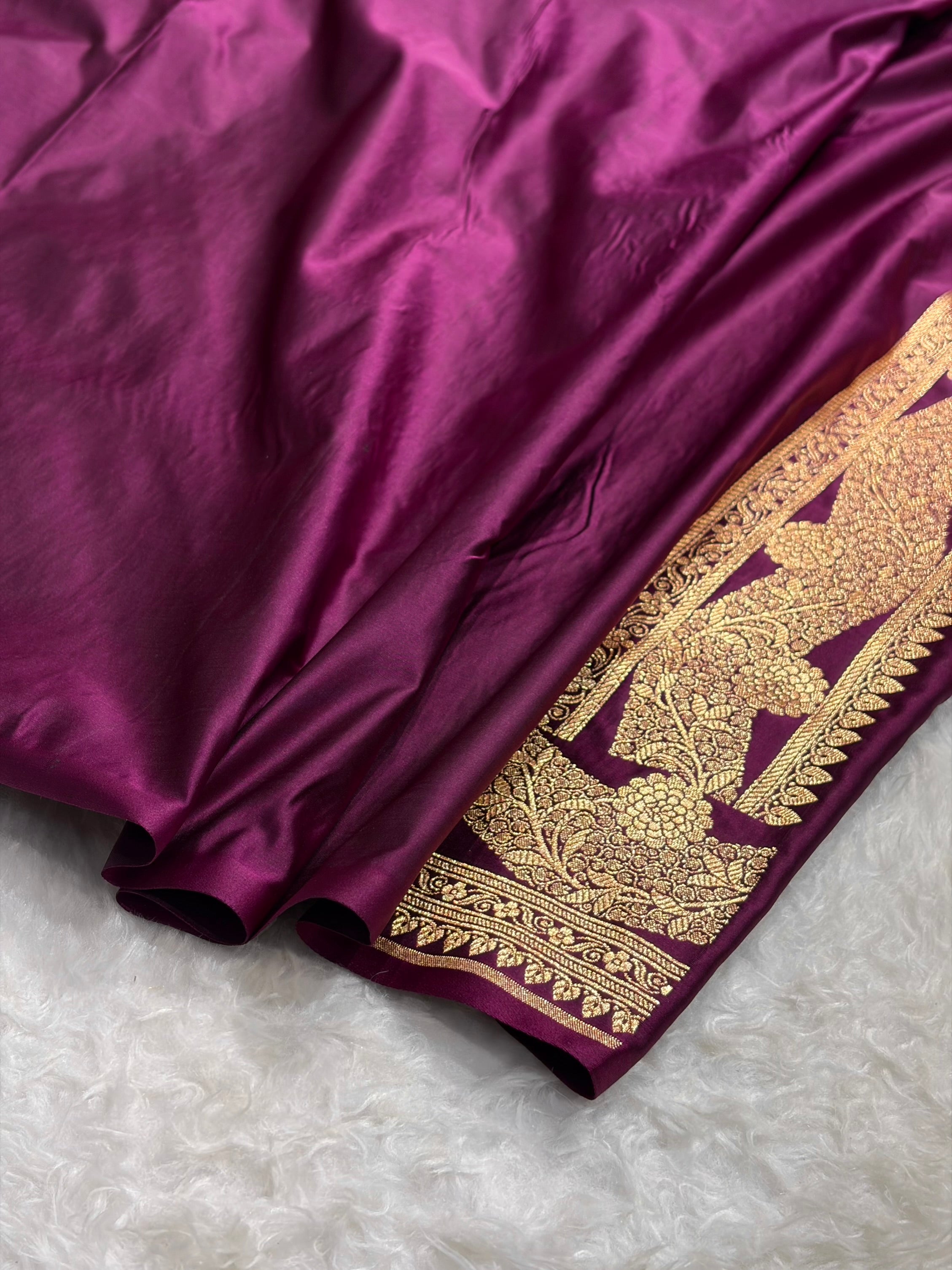Banarasi Satin Katan Saree With Boota in Wine Shades SK105