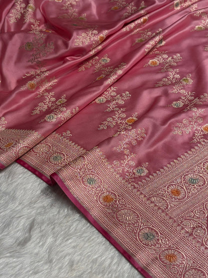 Blush Pink Minakari Banarasi Cross Mashru Silk Saree MS01