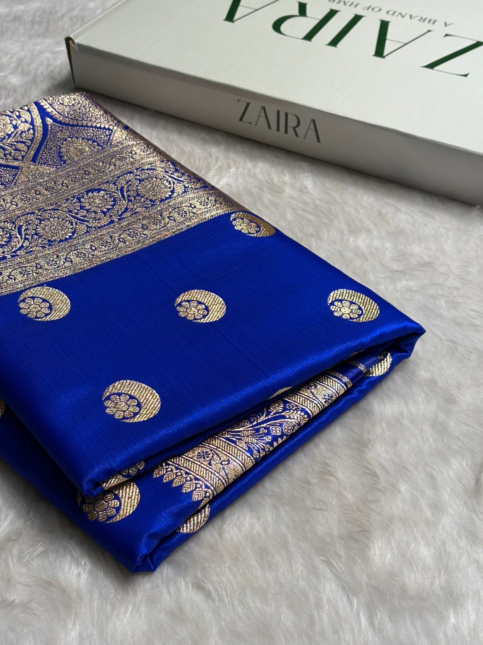 Bright Royal blue Chand Tara Satin Silk Saree SS04